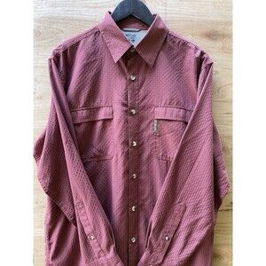 Columbia Shirt Men M Red Block Print Omni Shield LS
